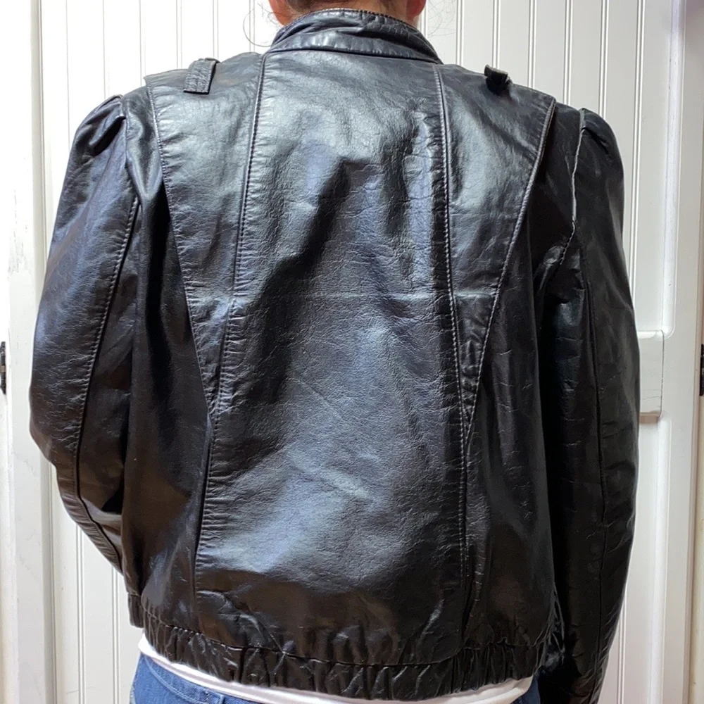 80s Thriller Goth New Wave Post Punk Black Leather Jacket M Witch The Cure I…